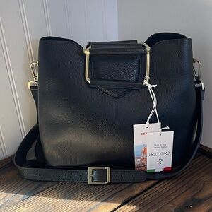 Isadora Italy Black Pebbled Leather Women's Bag